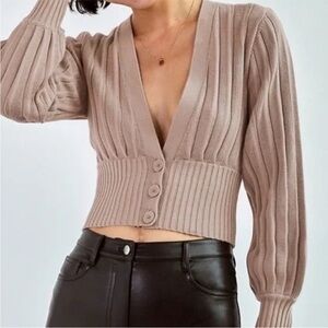 Aritzia Wilfred Plunge Front Cardigan
